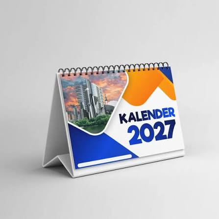 Kalender meja custom dengan branding perusahaan untuk promosi 2027