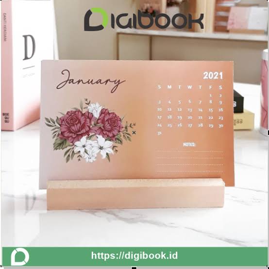 Branding logo perusahaan pada kalender meja custom untuk media promosi