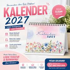 Kalender meja custom 2027 untuk merchandise perusahaan