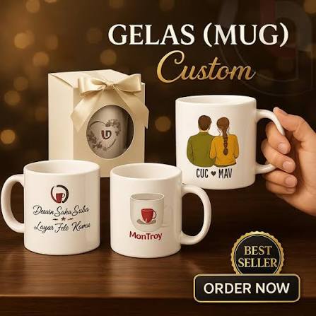 Mug standar 11 oz custom untuk promosi perusahaan di Semarang